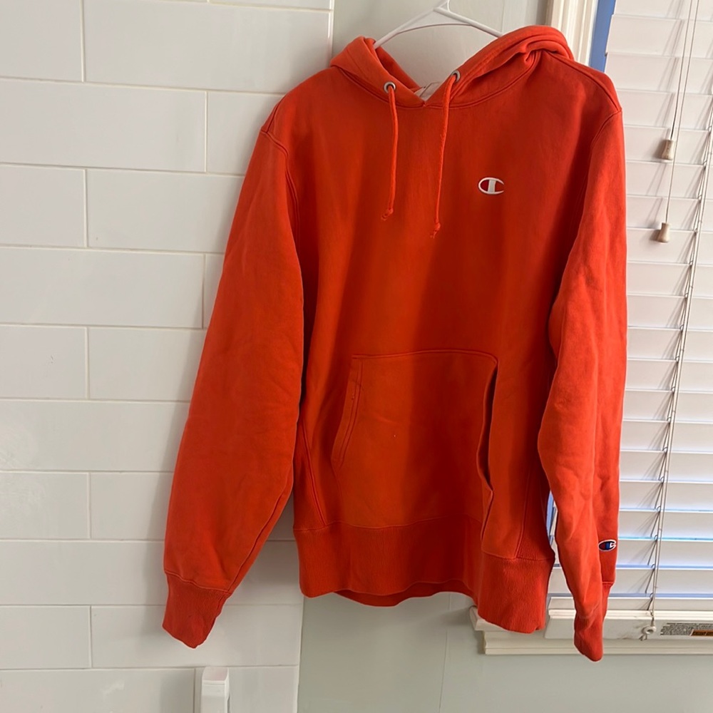 Orange Reverse Weave Champion Hoodie